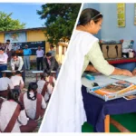 मुख्य शिक्षा अधिकारी आकाश सारस्वत विद्यालय का औचक निरीक्षण करते हुए